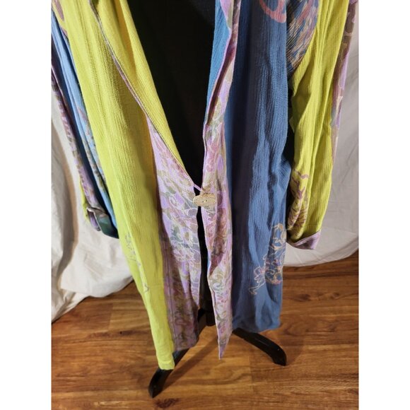 Soft Surroundings Sze Large 1 Button Multi Color Gauze Duster - Picture 4 of 7